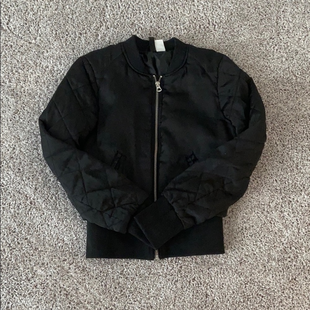 Black Zip-Up Bomber Jacket